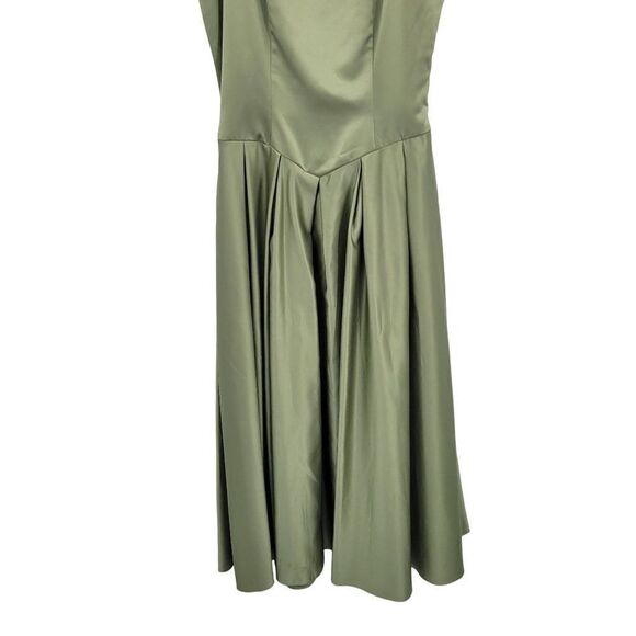 Vintage 80's Maiden Dress Gown 16 Sage Green Satin Corset Back Full Fairycore - Picture 10 of 13
